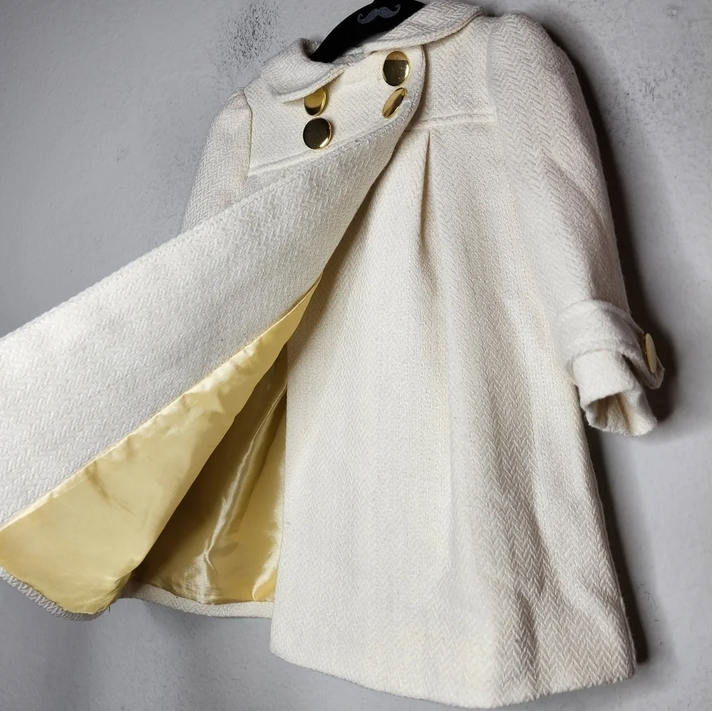 Polly Flinders‎ wool-blend cream coat. Size 12 Months.